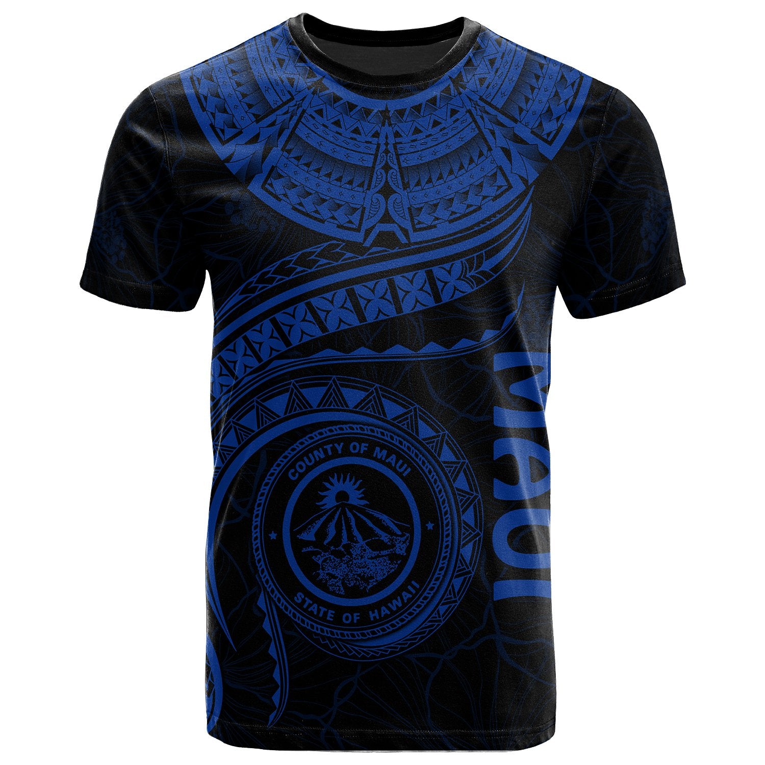 Polynesian Hawaii T Shirt Maui Polynesian Waves (Blue) Unisex Blue - Polynesian Pride