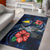 Tokelau Polynesian Area Rug - Blue Turtle Hibiscus Blue - Polynesian Pride