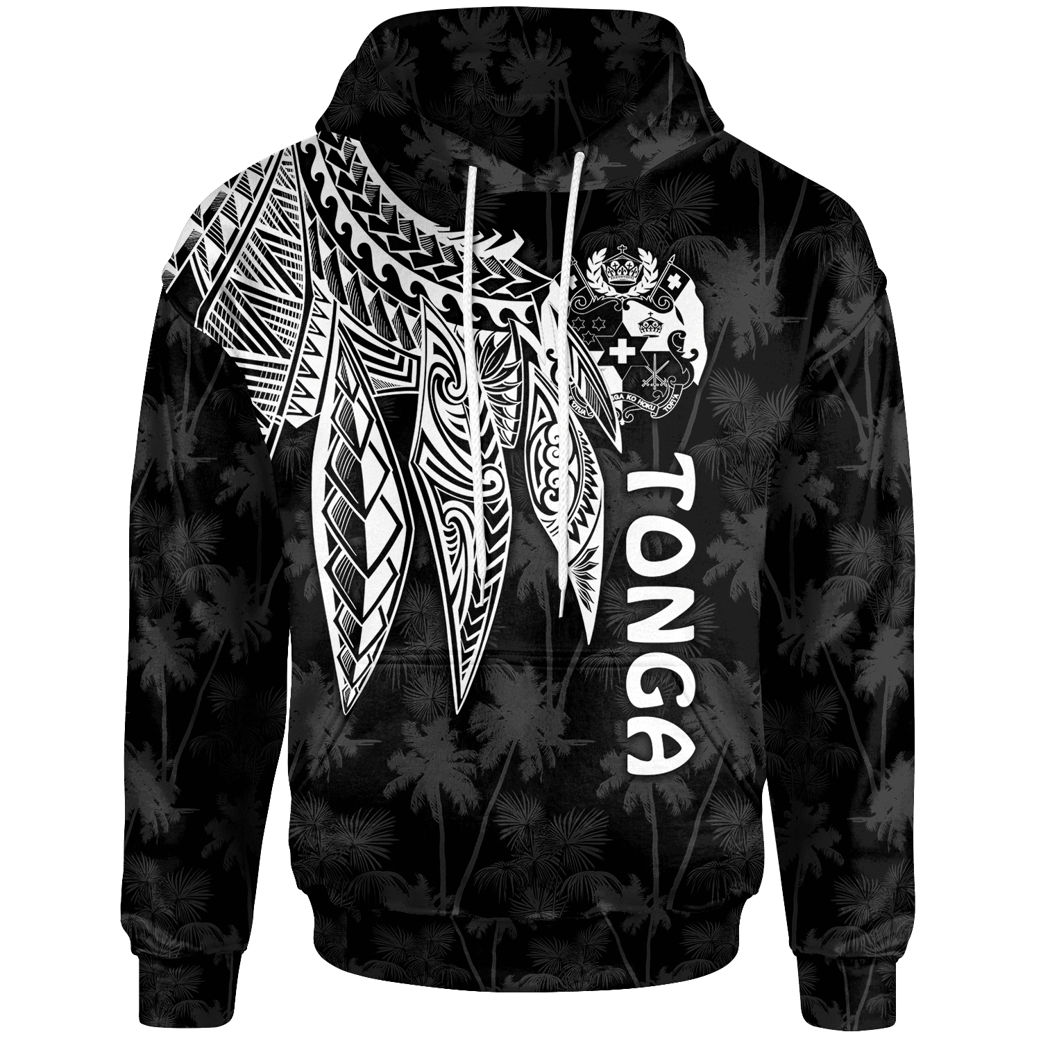 Tonga Hoodie Polynesian Wings (White) Unisex White - Polynesian Pride