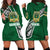 Tonga Saineha High School Tongan Patterns Hoodie Dress - LT12 Hoodie Dress Green - Polynesian Pride