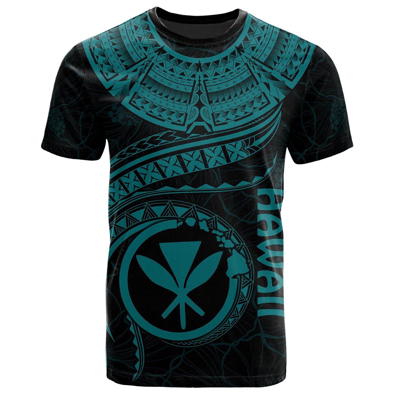 Polynesian Hawaii Kanaka Maoli T Shirt Hawaiian Waves (Turquoise) Unisex Art - Polynesian Pride