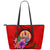 Tahiti Polynesian Leather Tote Bag - Floral With Seal Red Red - Polynesian Pride