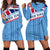 Fiji Day Hoodie Dress - Tapa Pattern With Flag - LT12 Blue - Polynesian Pride