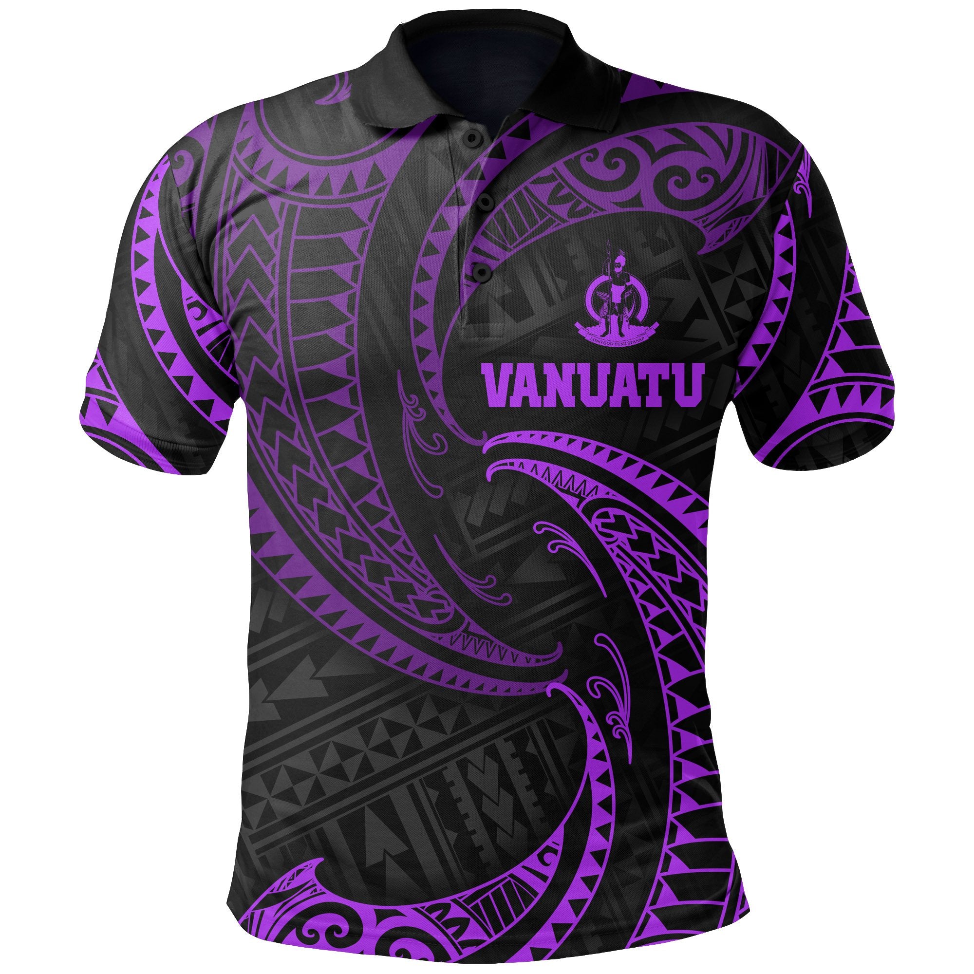 Vanuatu Polynesian Polo Shirt Purple Tribal Wave Unisex Purple - Polynesian Pride