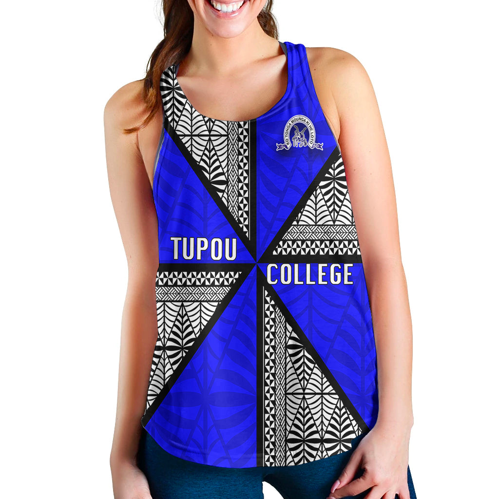 Tonga Tupou College Women's Racerback Tank - Tongan Patterns - LT20 Black - Polynesian Pride