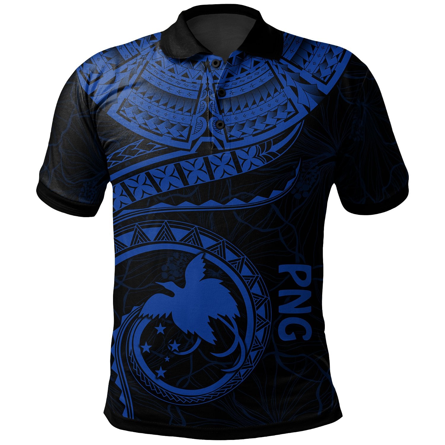Papua New Guinea Polynesian Polo Shirt Papua New Guinea Waves (Blue) Unisex Blue - Polynesian Pride