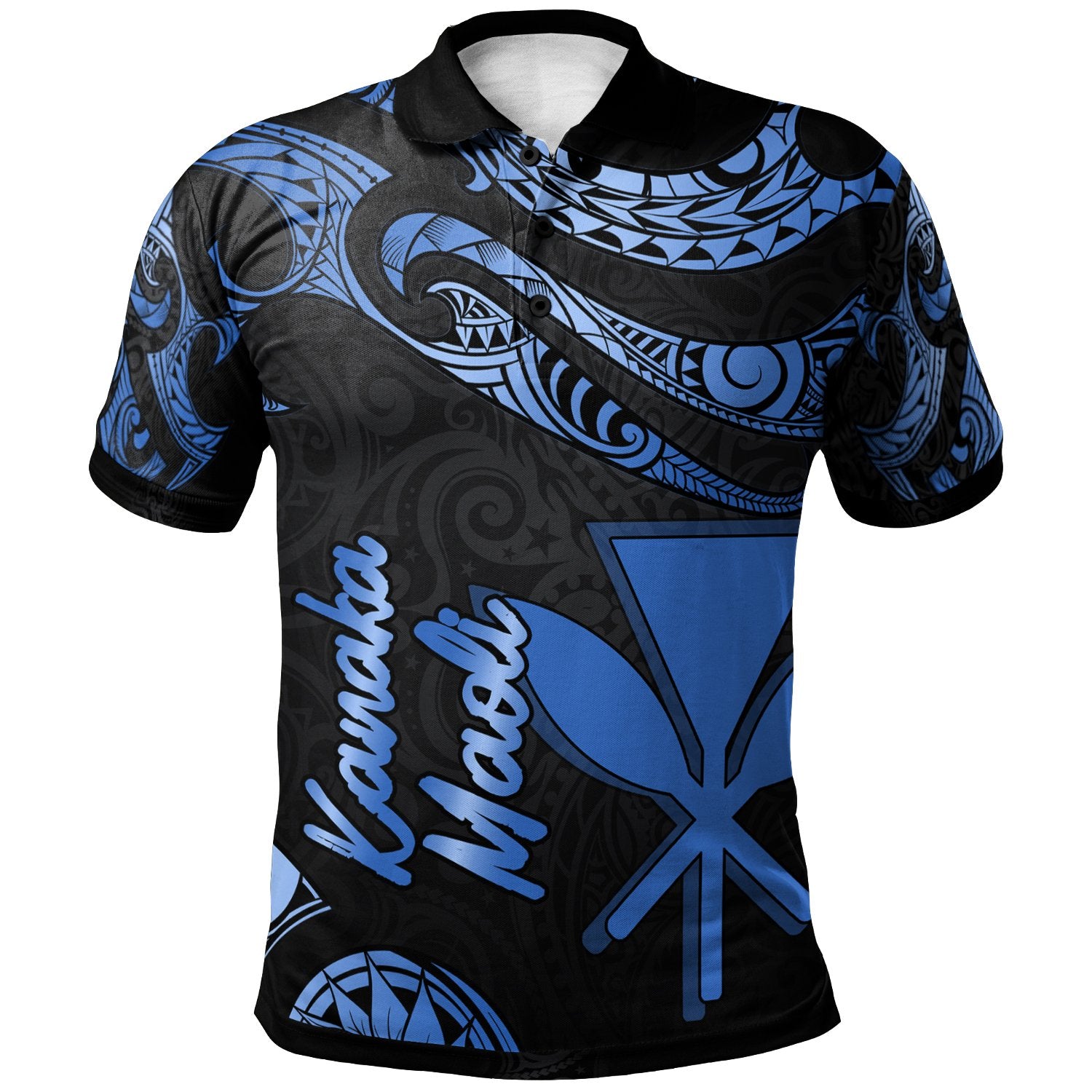 Hawaii Kanaka Maoli Polo Shirt Polynesian Tattoo Blue Version Unisex Blue - Polynesian Pride