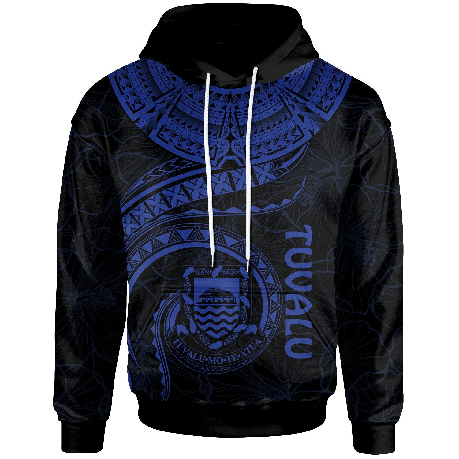 Tuvalu Polynesian Hoodie Tuvalu Waves (Blue) Unisex Blue - Polynesian Pride