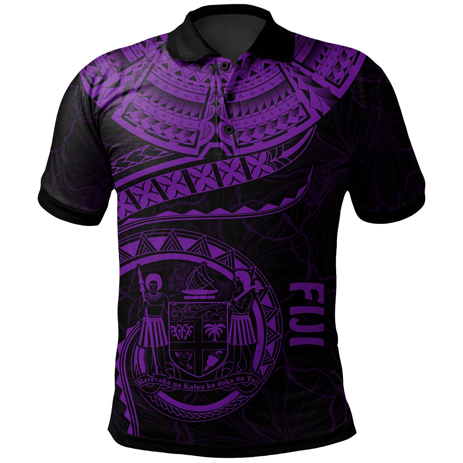 Fiji Polynesian Polo Shirt Fiji Waves (Purple) Unisex Purple - Polynesian Pride