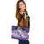 Maori Manaia The Blue Sea Small Leather Tote, Purple Purple - Polynesian Pride