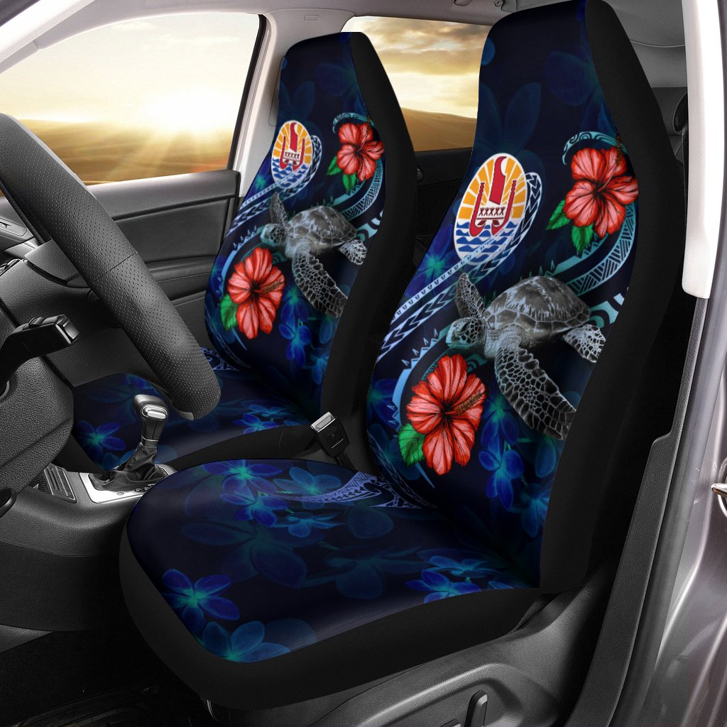 Tahiti Polynesian Car Seat Covers - Blue Turtle Hibiscus Universal Fit Blue - Polynesian Pride