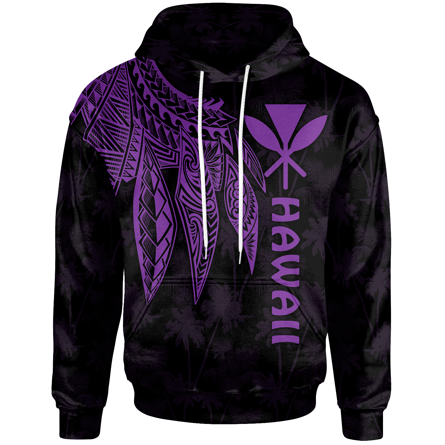 Polynesian Hawaii Kanaka Maoli Hoodie Polynesian Wings (Purple) Unisex Purple - Polynesian Pride