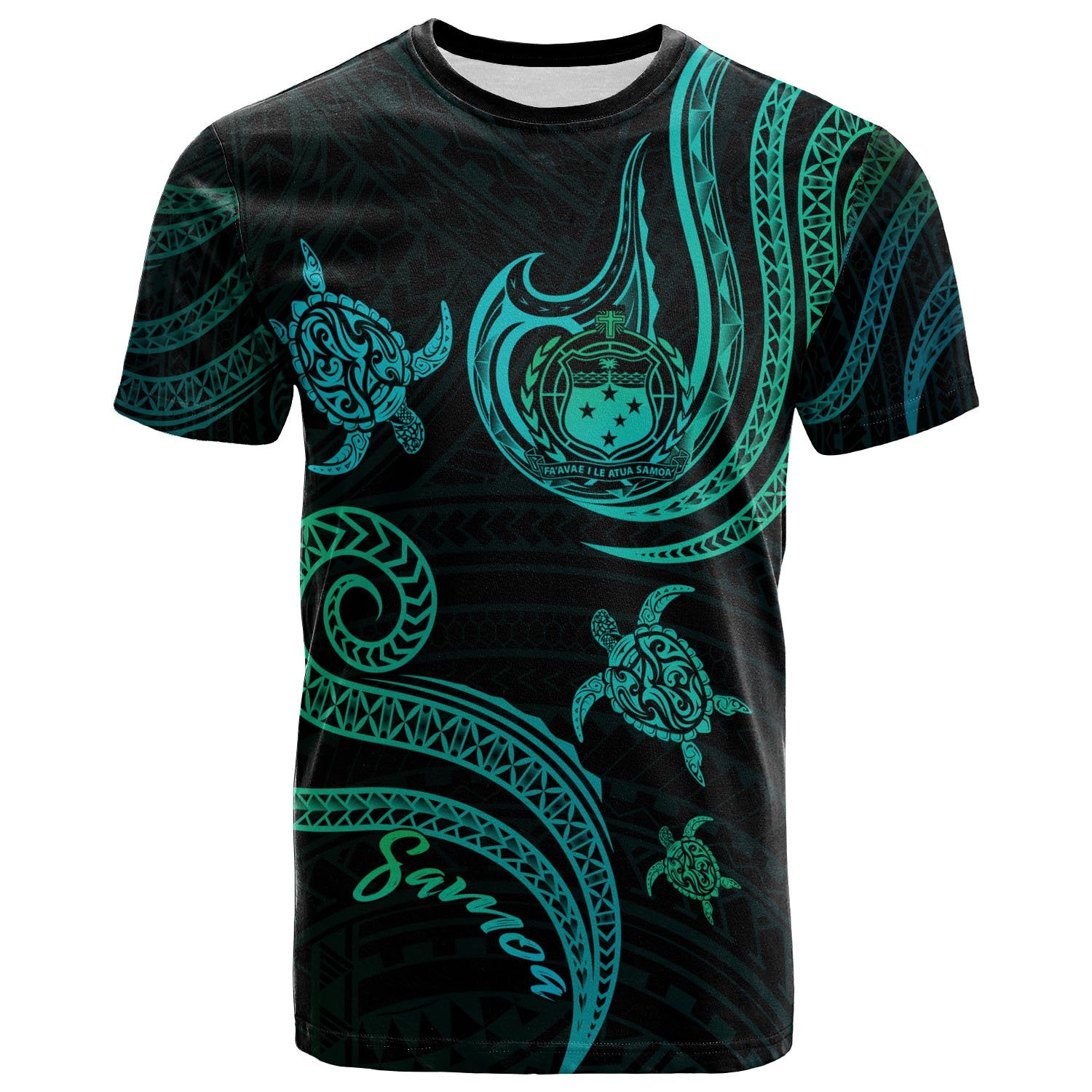 Samoa T Shirt Polynesian Turtle With Pattern Unisex Art - Polynesian Pride