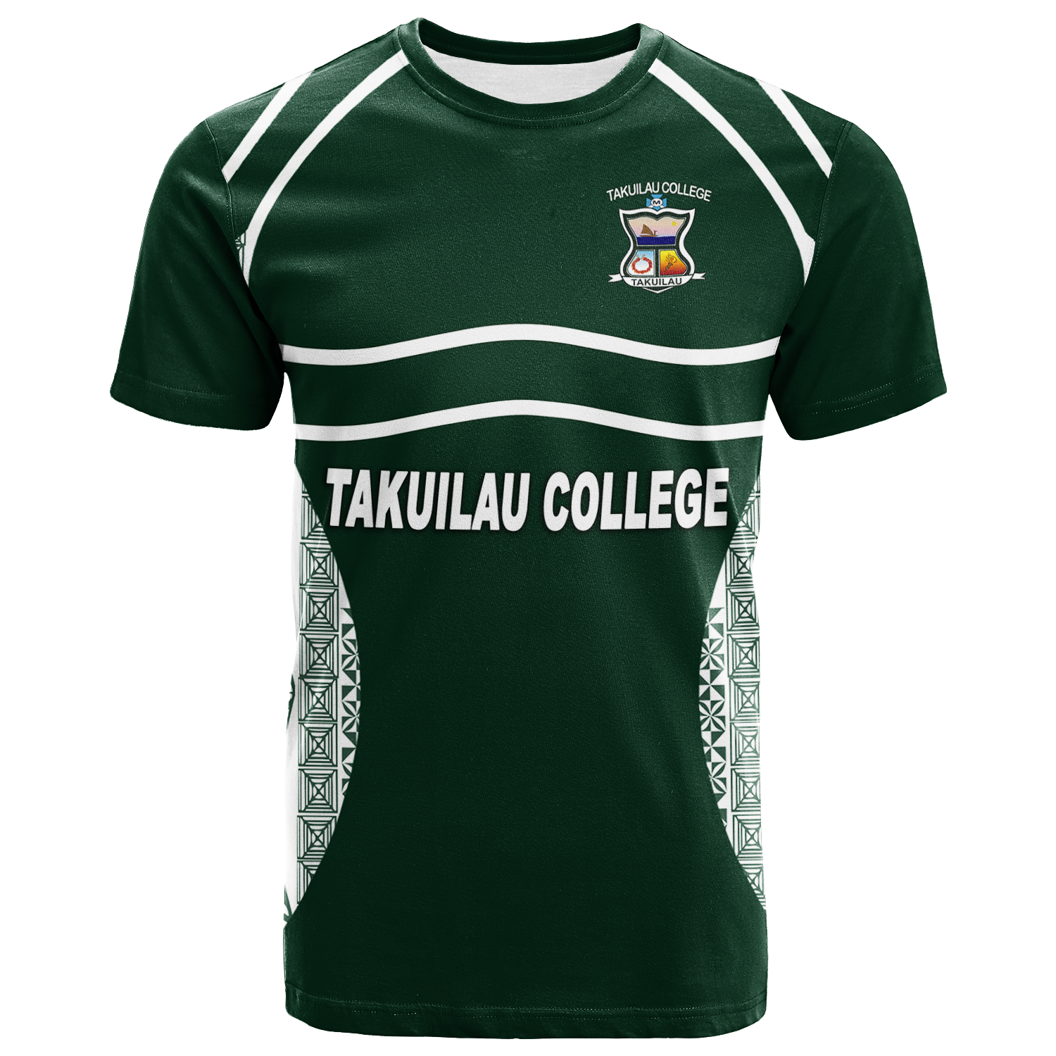 Takuilau College Tongan Patterns T Shirt LT12 Unisex Green - Polynesian Pride