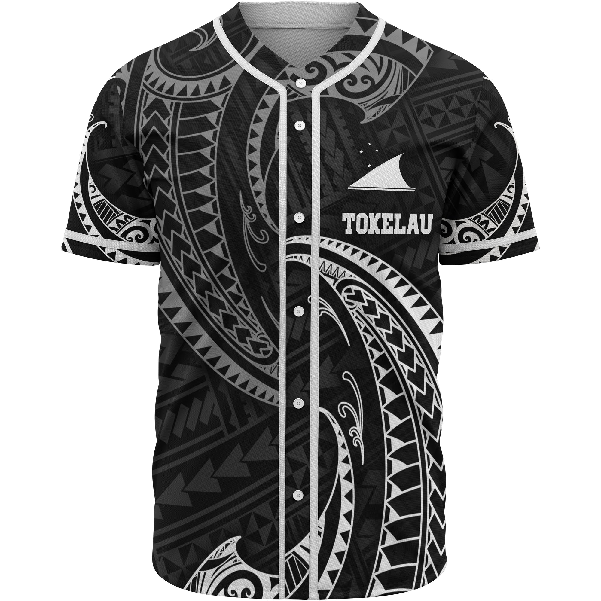 Tokelau Polynesian Baseball Shirt - White Tribal Wave Unisex White - Polynesian Pride