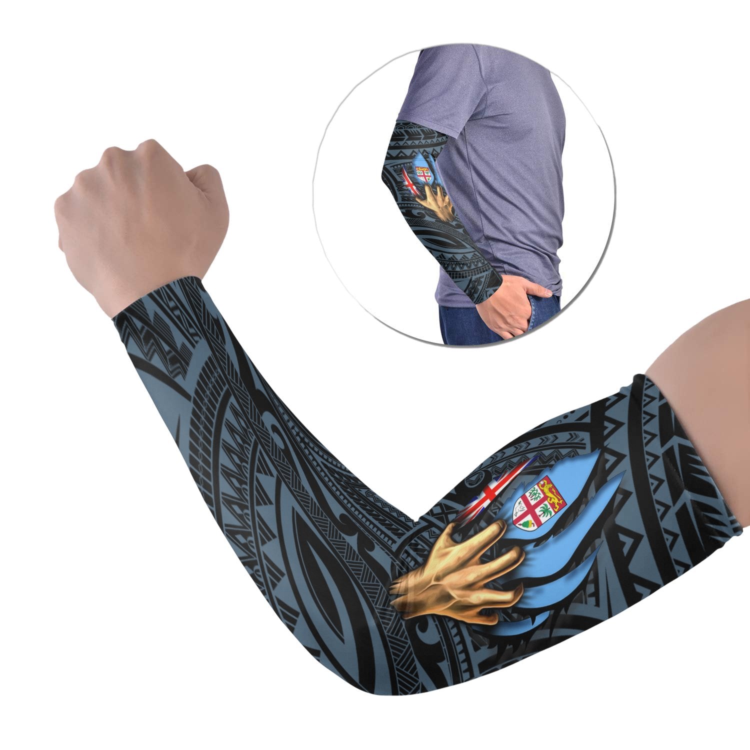 Fiji Arms Sleeve - Fiji In Me (Blue) Set of 2 Blue - Polynesian Pride