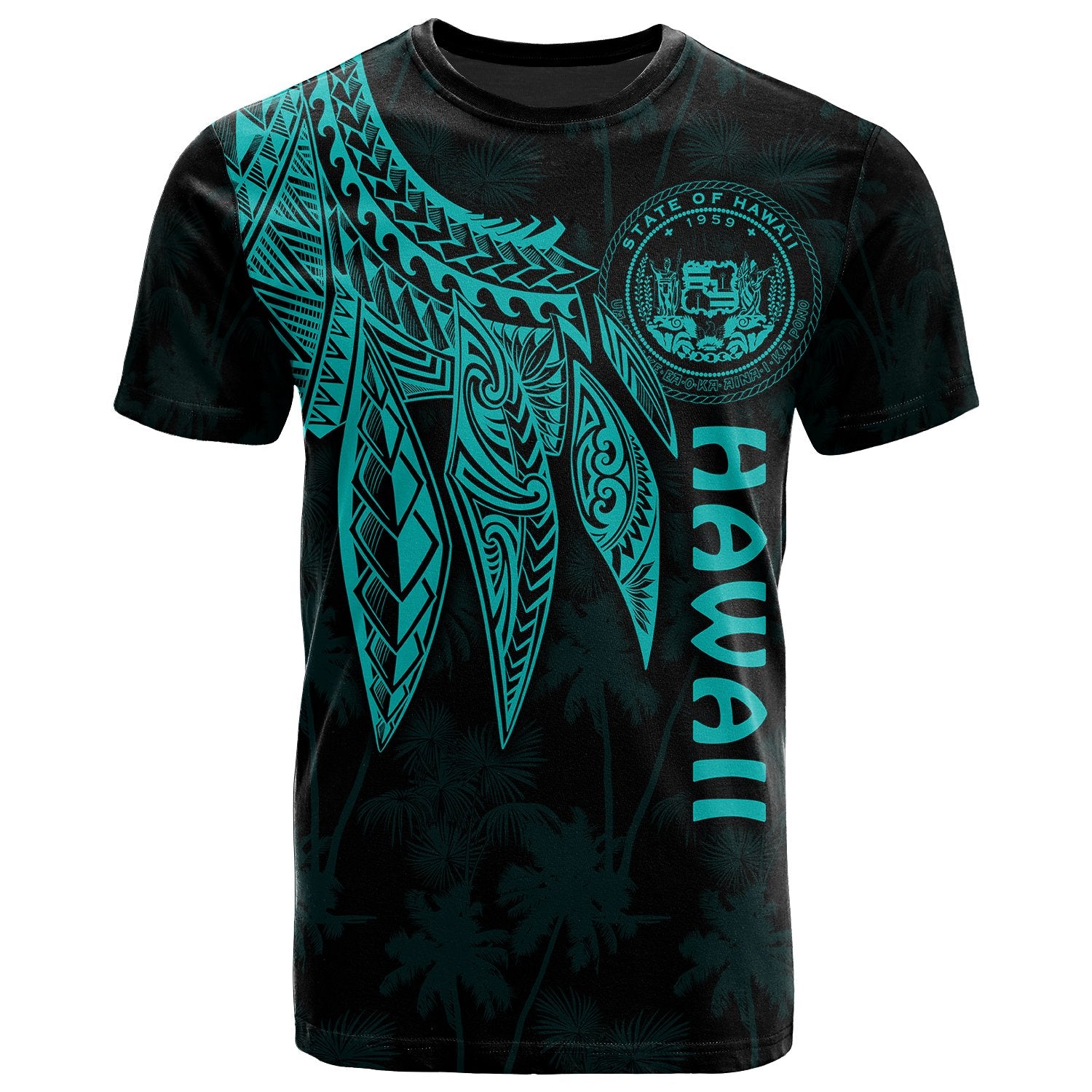 Polynesian Hawaii T shirt Polynesian Wings (Turquoise) Unisex Turquoise - Polynesian Pride