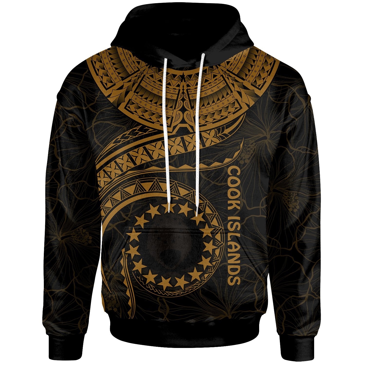 Cook Islands Polynesian Hoodie Waves (Golden) Unisex Golden - Polynesian Pride