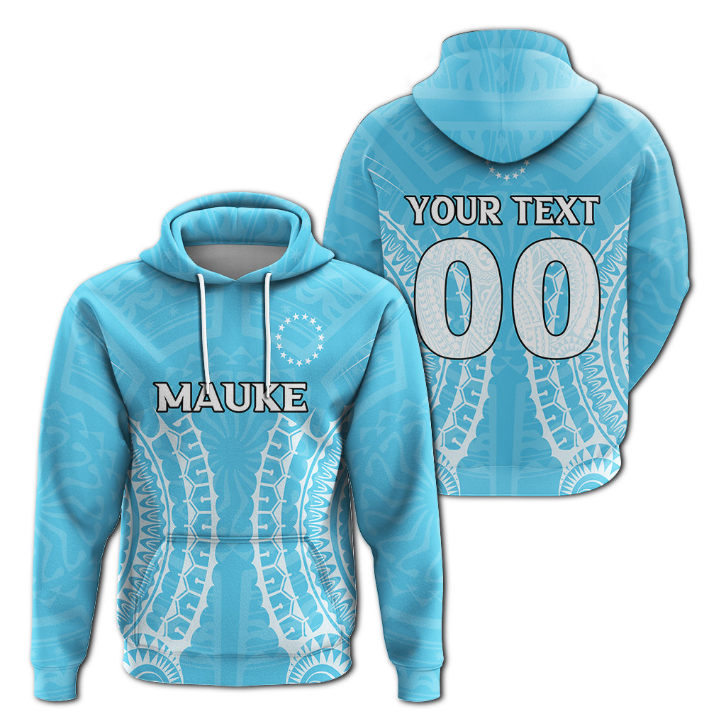 Custom Cook Islands Mauke Hoodie Tribal Pattern LT12 Blue - Polynesian Pride
