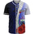 Samoa Polynesian Baseball Shirt - Coat Of Arm With Hibiscus Blue Unisex Blue - Polynesian Pride