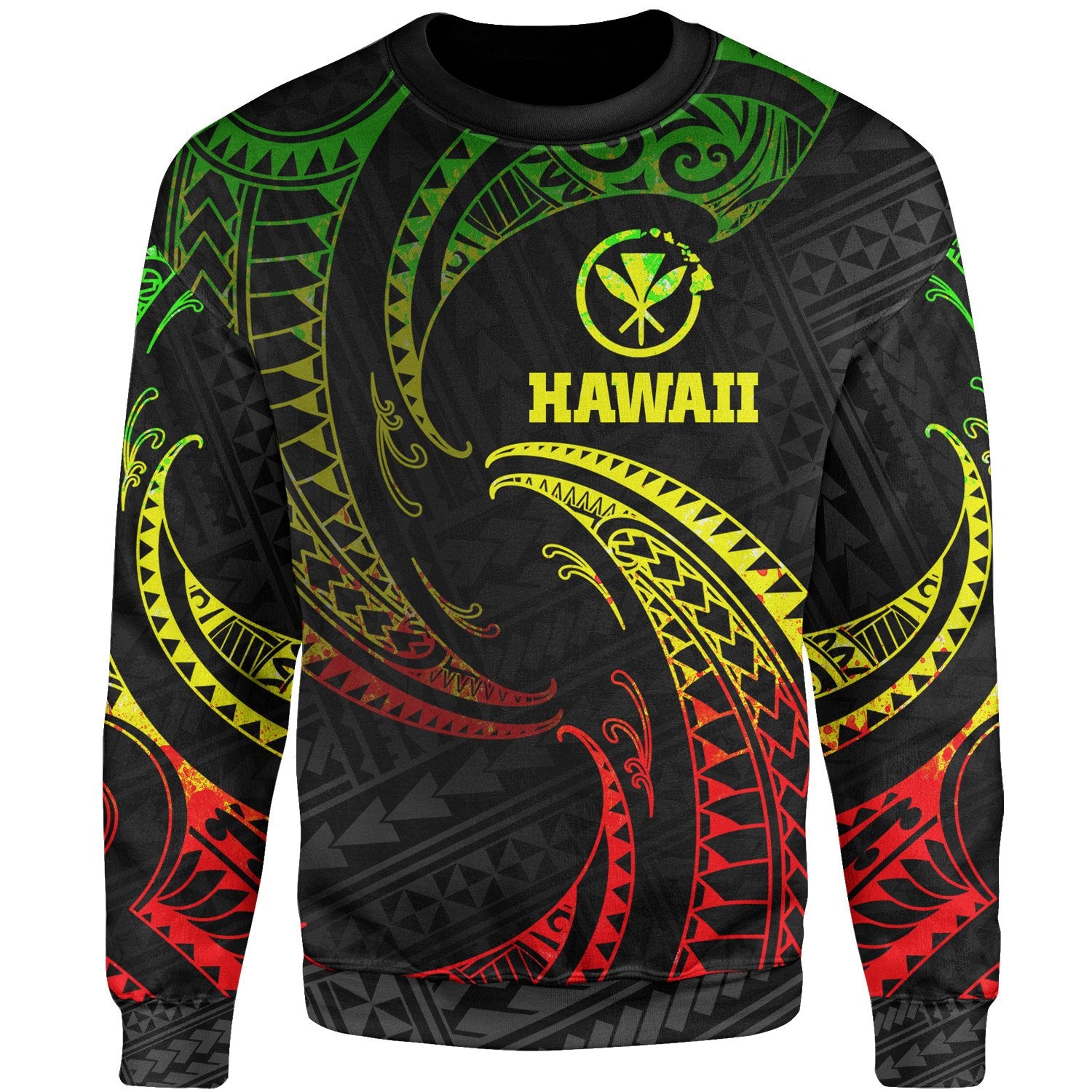 Hawaii Polynesian Sweater - Reggae Tribal Wave Unisex Reggae - Polynesian Pride