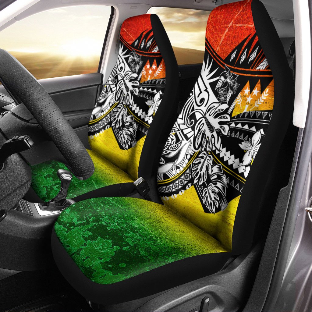 Kosrae State Car Seat Cover - The Flow OF Ocean Reggae Color Universal Fit Reggae - Polynesian Pride