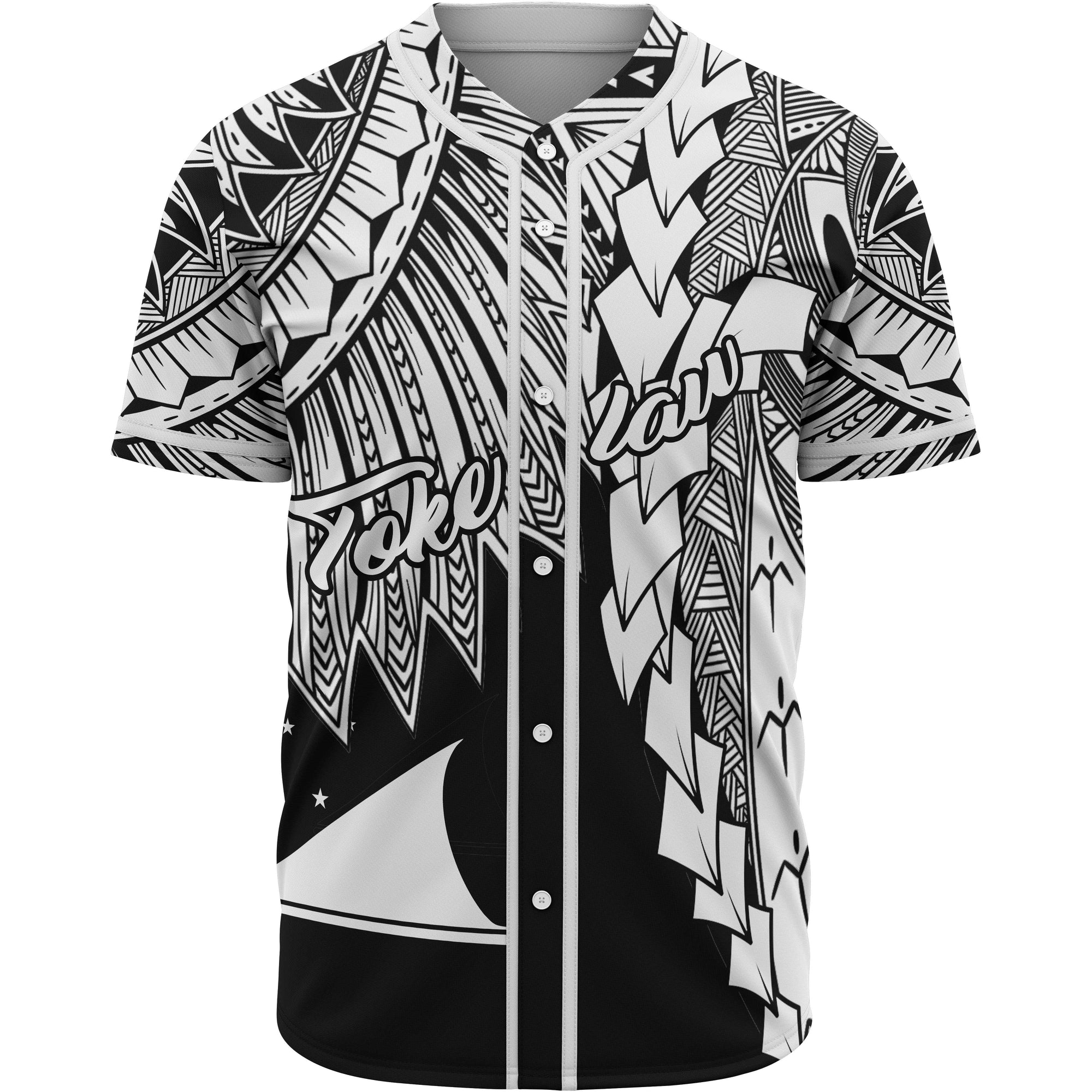 Tokelau Polynesian Baseball Shirt - Tribal Wave Tattoo White Unisex White - Polynesian Pride