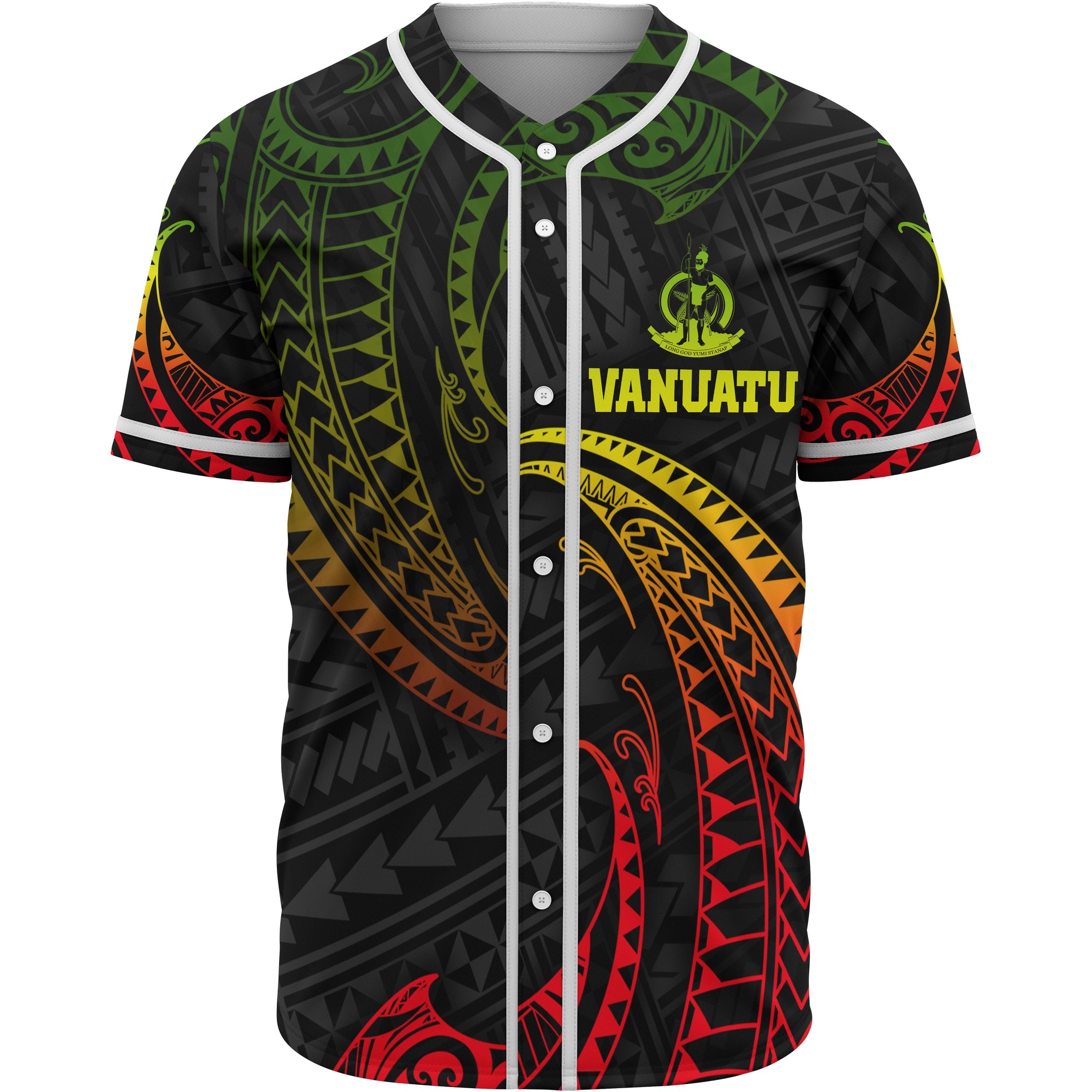 Vanuatu Polynesian Baseball Shirt - Reggae Tribal Wave Unisex Reggae - Polynesian Pride