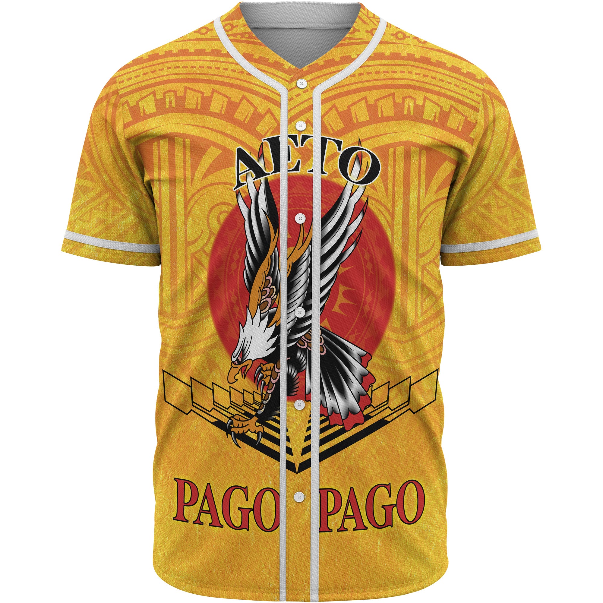 American Samoa Custom Personalised Baseball Shirt - Pago Pago Aeto (Ver 2) Unisex Yellow - Polynesian Pride