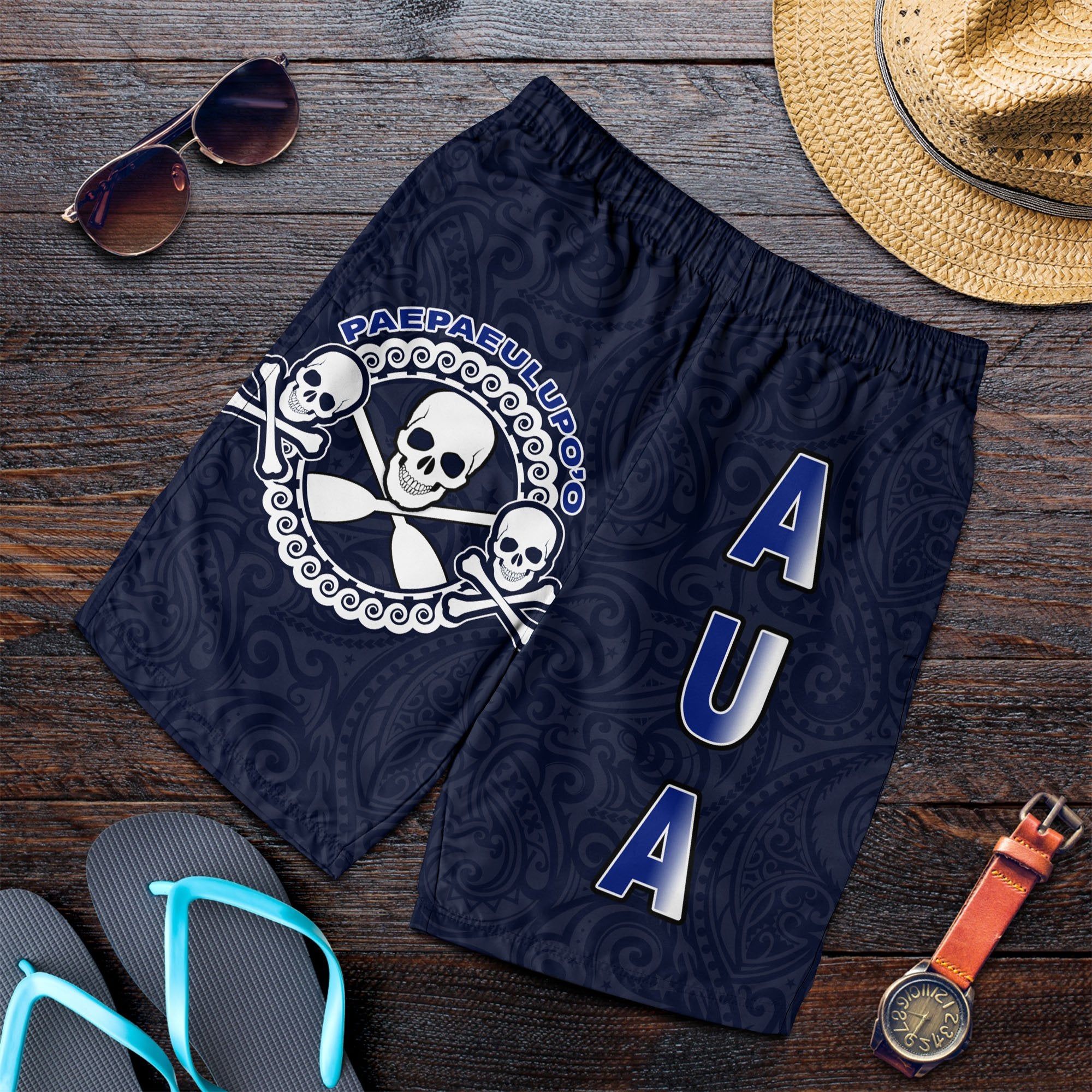 American Samoa Men's Shorts - Paepaeulupo'o Aua Blue - Polynesian Pride