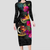 Vanuatu Hibiscus Polynesian Tribal Long Sleeves Dress - LT12 Women Black - Polynesian Pride