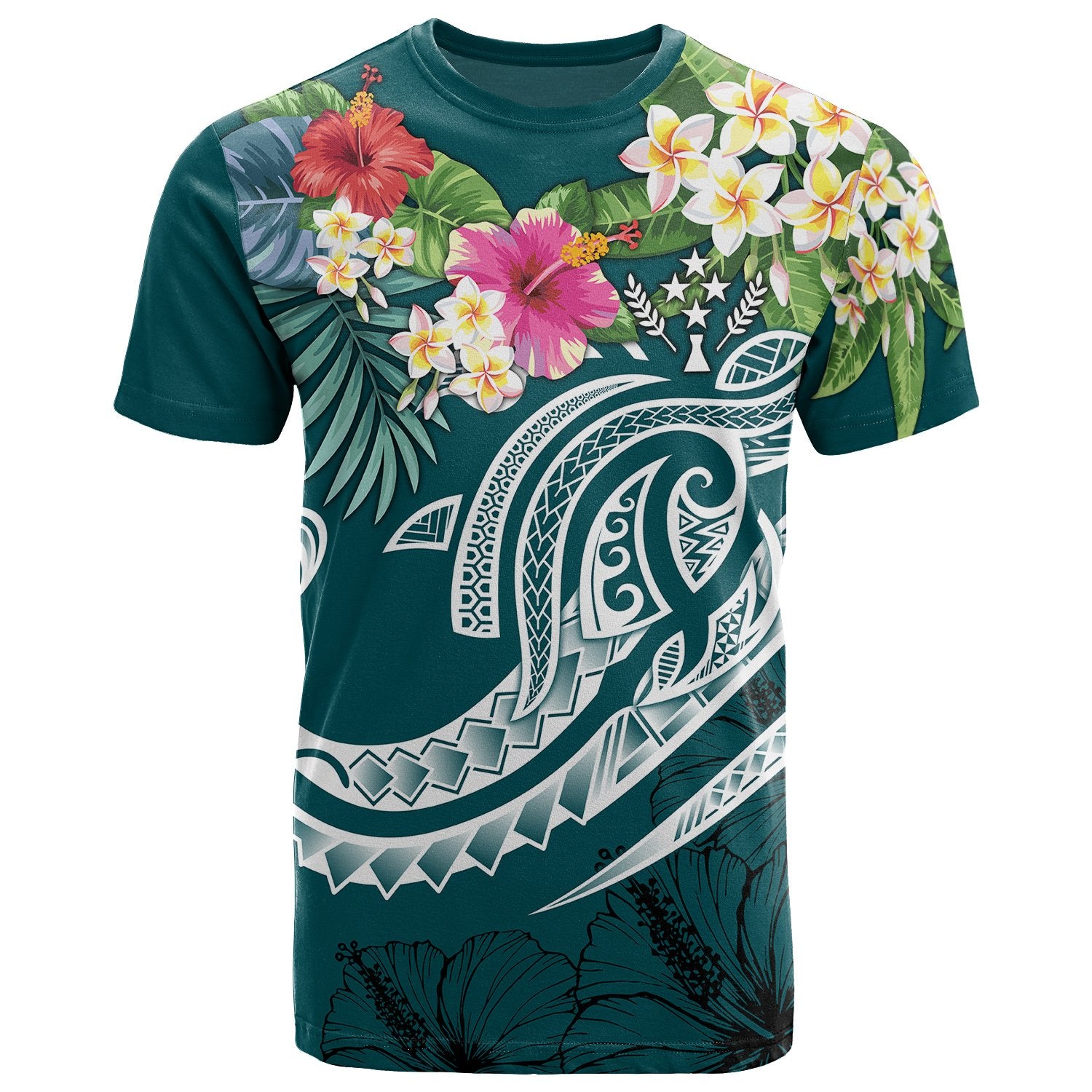 Kosrae Polynesian T Shirt Summer Plumeria (Turquoise) Unisex Turquoise - Polynesian Pride