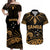 Custom Polynesian Couple Outfits Samoa Tatau Matching Dress and Hawaiian Shirt Gold Polynesian Ula Nifo LT13 Gold - Polynesian Pride