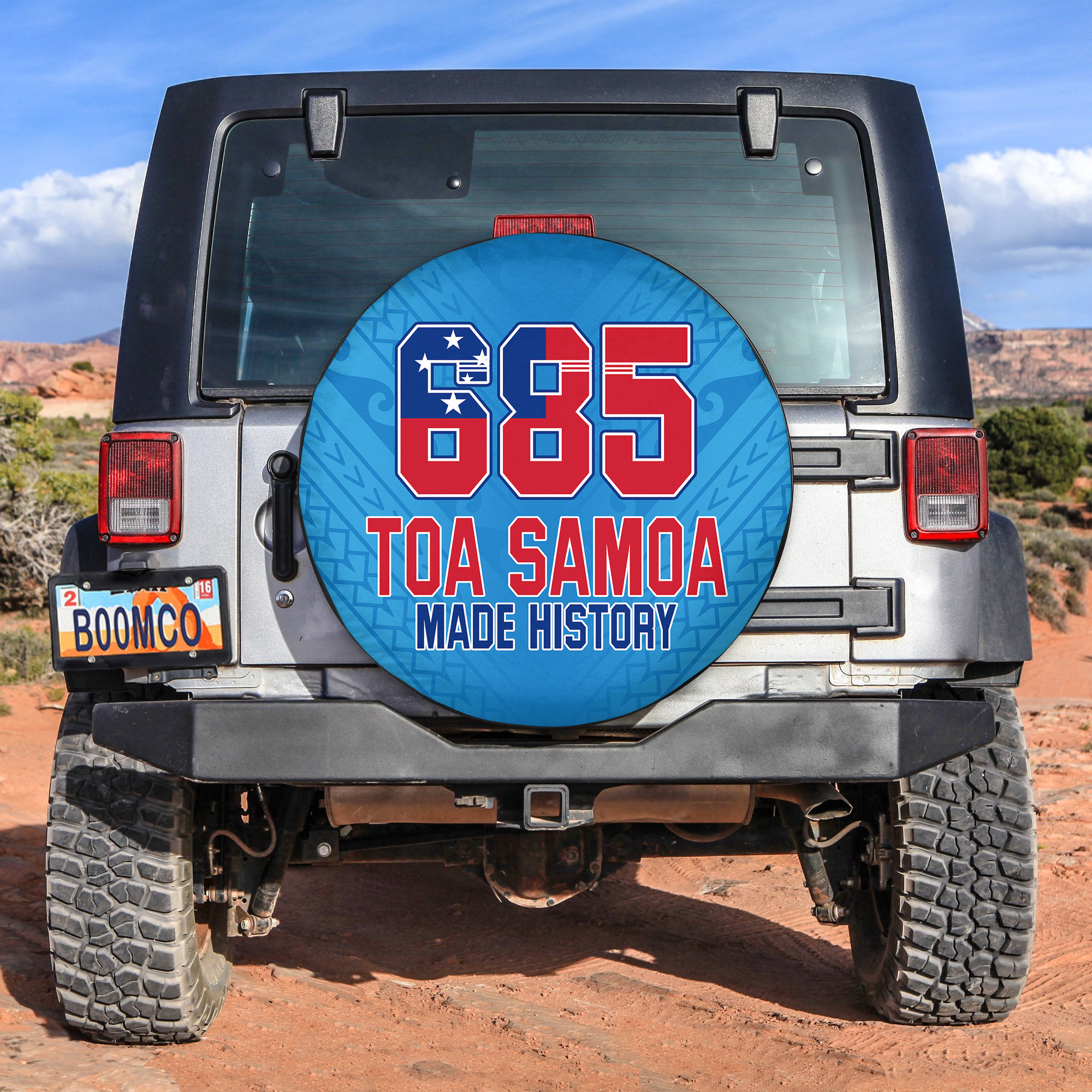 Toa Samoa Rugby Spare Tire Cover Proud 685 Made History Blue LT13 - Polynesian Pride