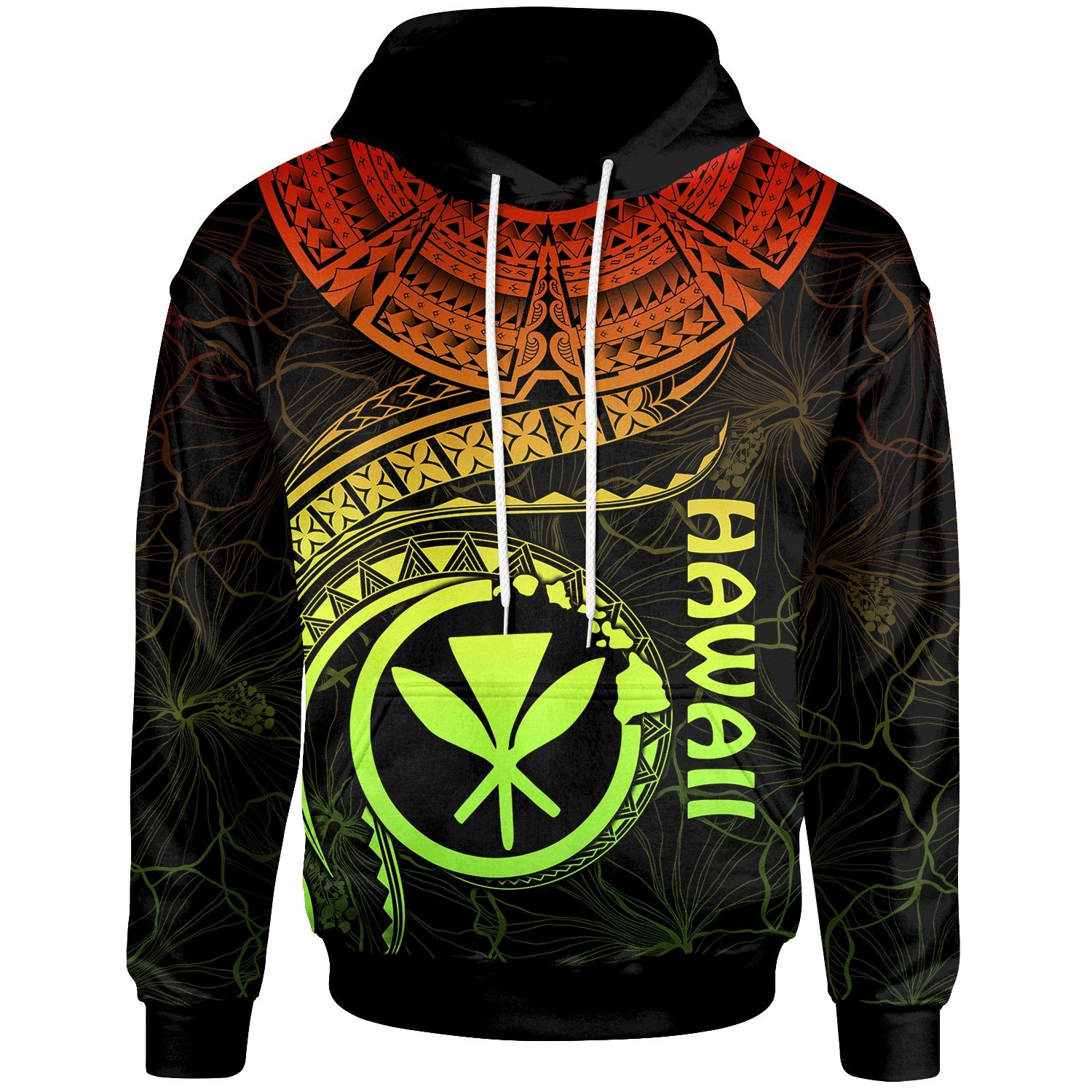 Polynesian Hawaii Kanaka Maoli Hoodie Hawaiian Waves (Reggae) Unisex Reggae - Polynesian Pride