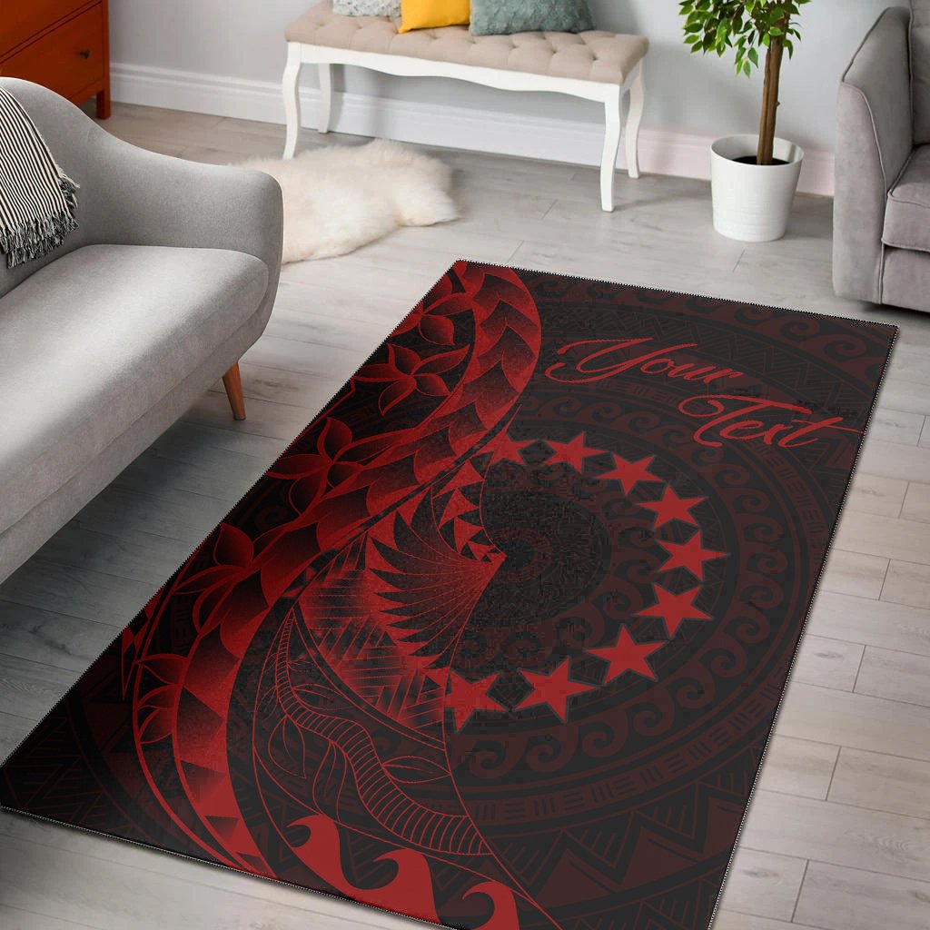 Cook Islands Area Rug - Custom Personalised Polynesian Pattern Style Red Color Red - Polynesian Pride