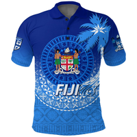 Fiji Tapa Tribal Coconut Tree Polo Shirt LT12 Unisex Blue - Polynesian Pride