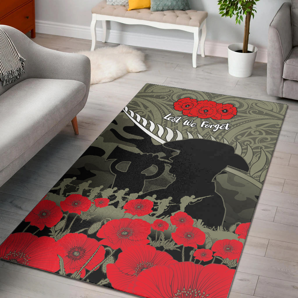 New Zealand ANZAC 2022 Area Rug Maori Camouflage LT14 Blue - Polynesian Pride