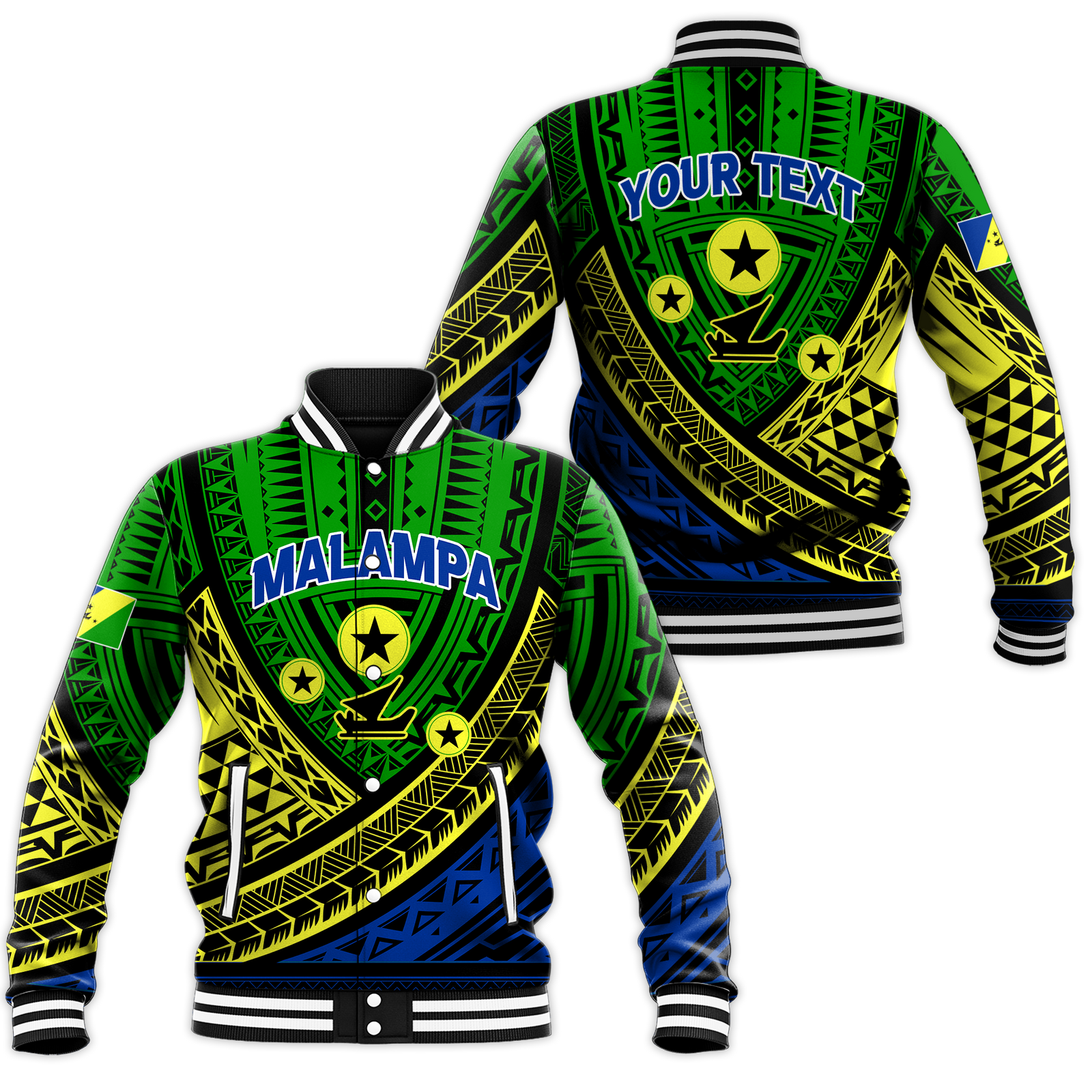 (Custom Personalised) Vanuatu Malampa Province Tribal Pattern Baseball Jacket - LT12 Unisex Green - Polynesian Pride