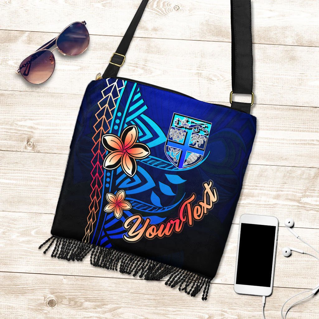 Fiji Custom Personalised Boho Handbag - Vintage Tribal Mountain One Style One Size Blue - Polynesian Pride