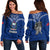 Samoa Women Off Shoulder Sweater - Samoan Warrior Pride - LT12 Blue - Polynesian Pride