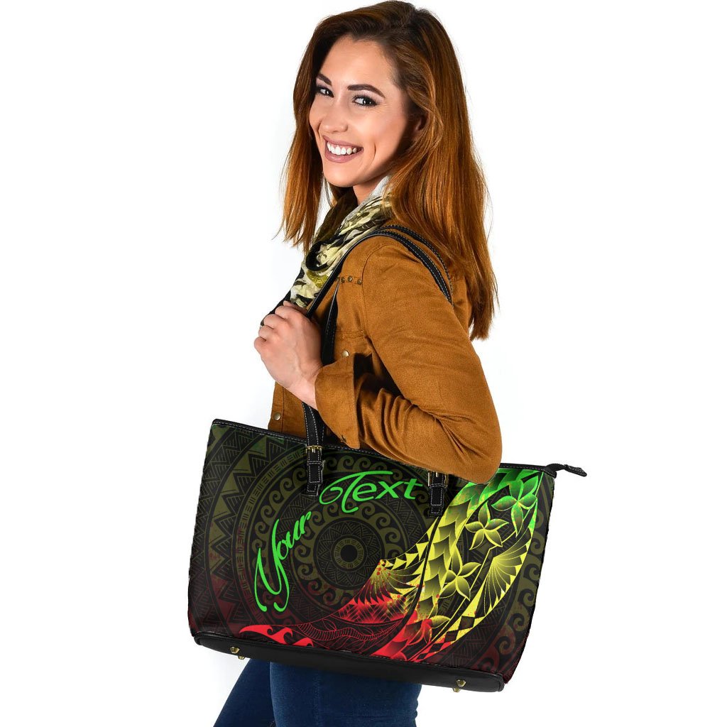 Samoa Leather Tote - Custom Personalised Polynesian Pattern Style Reggae Color Reggae - Polynesian Pride