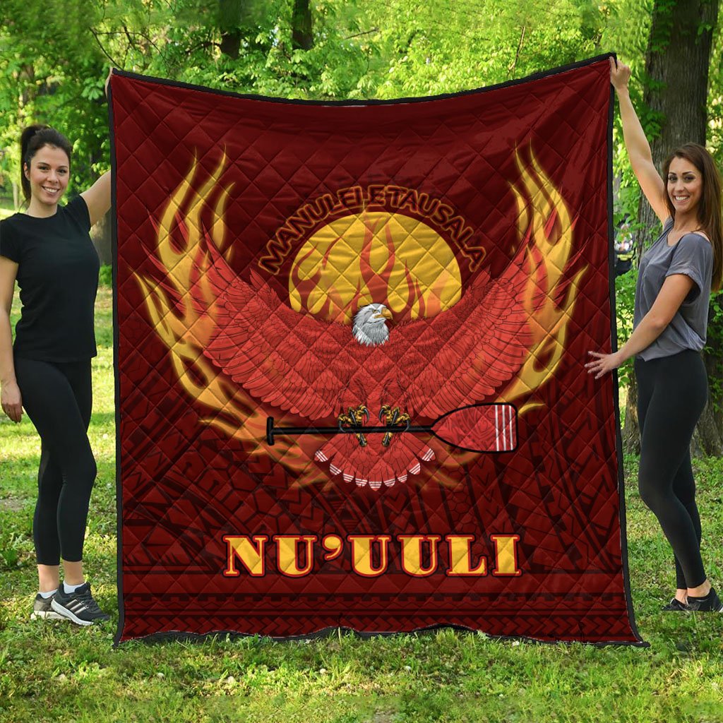 American Samoa Premium Quilt - Manulele Tausala Nuuuli Red - Polynesian Pride