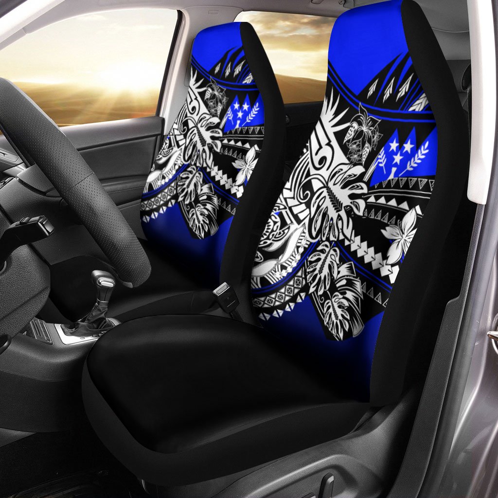 Kosrae State Car Seat Cover - The Flow OF Ocean Blue Color Universal Fit Blue - Polynesian Pride