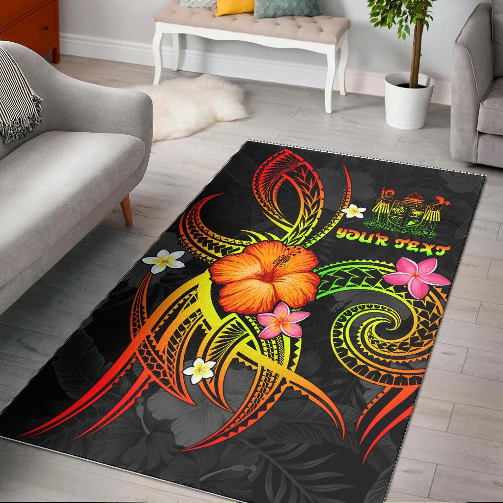 Fiji Polynesian Personalised Area Rug - Legend of Fiji (Reggae) Black - Polynesian Pride