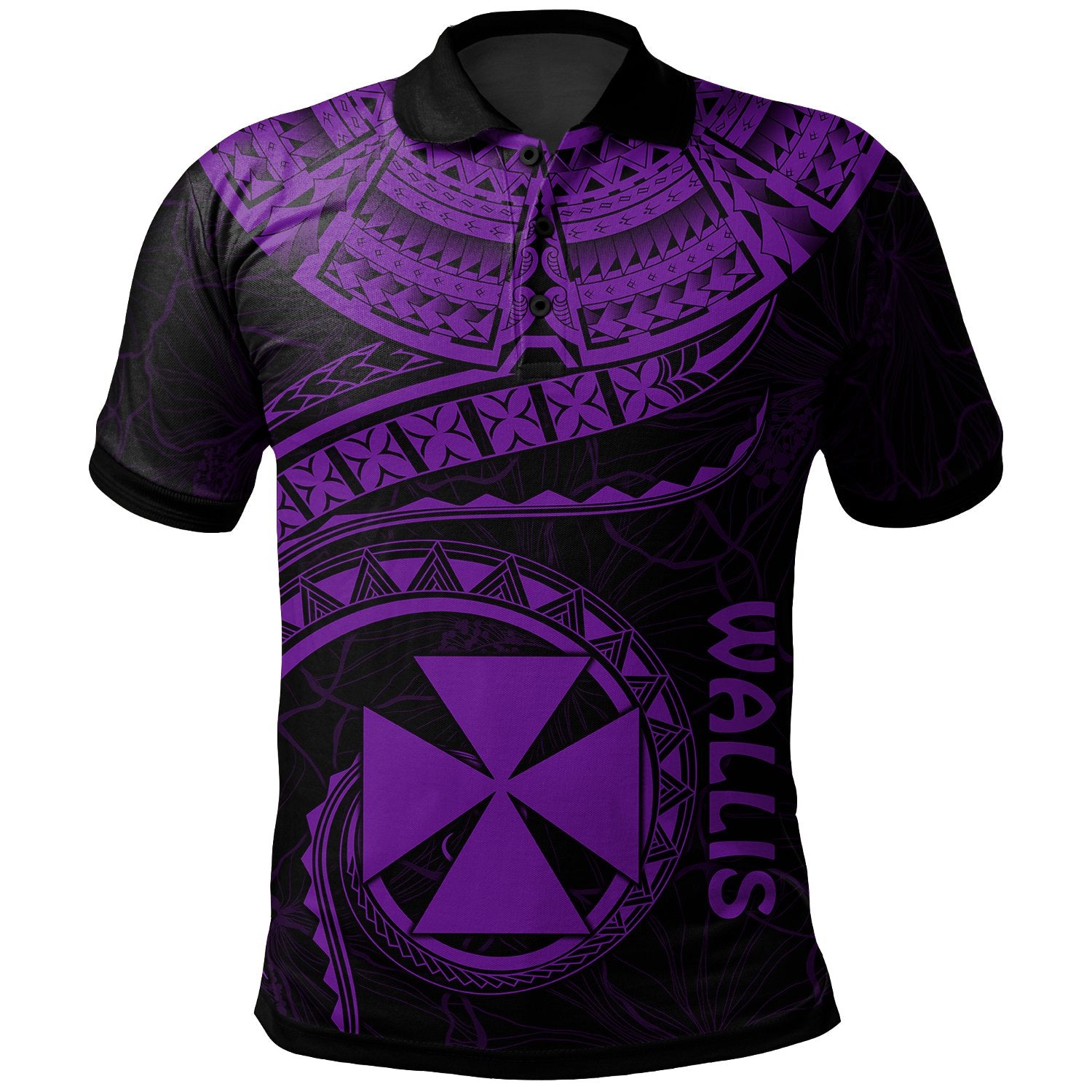 Wallis and Futuna Polynesian Polo Shirt Wallis and Futuna Waves (Purple) Unisex Purple - Polynesian Pride