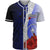 Chuuk Polynesian Baseball Shirt - Coat Of Arm With Hibiscus Blue Unisex Blue - Polynesian Pride