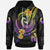 Pohnpei Custom Hoodie Plumeria Flowers with Polynesian Patterns Unisex Black - Polynesian Pride