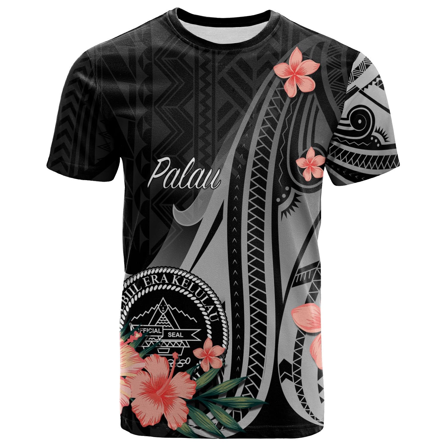 Palau T Shirt Polynesian Hibiscus Pattern Style Unisex Black - Polynesian Pride