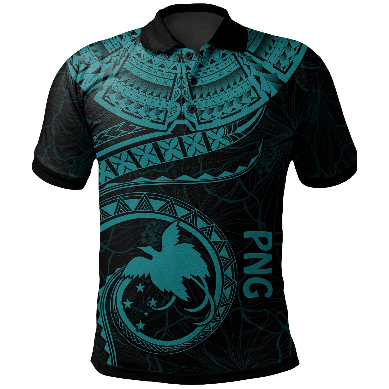 Papua New Guinea Polynesian Polo Shirt Papua New Guinea Waves (Turquoise) Unisex Turquoise - Polynesian Pride